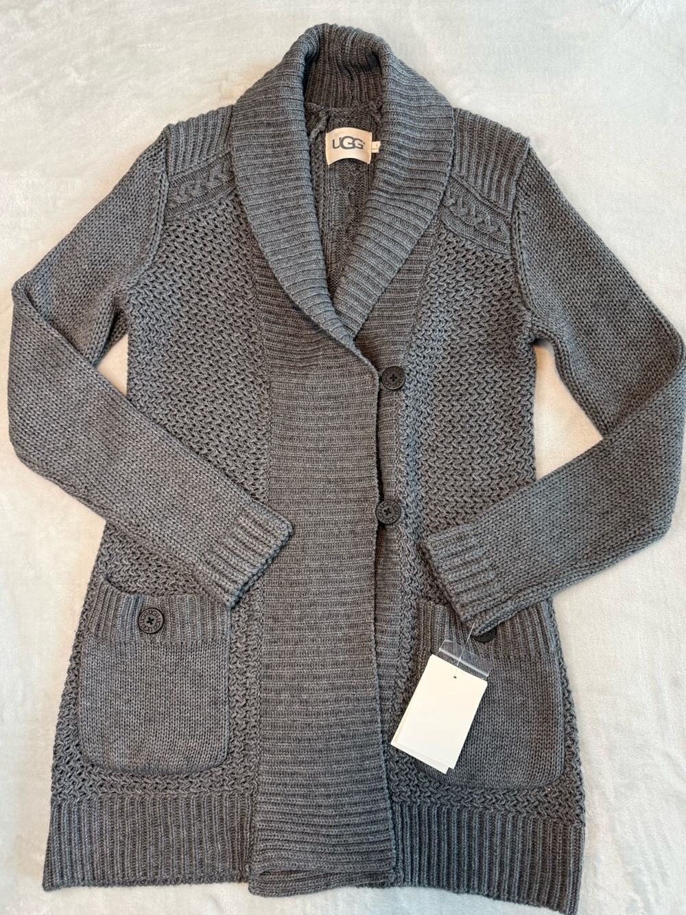 NWT UGG Lillie Long Knit Sweater Charcoal Grey Small